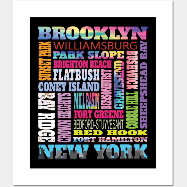 Brooklyn New York Neighborhoods Skyline Bklyn Pride Gifts Wall Art by Envision Styles